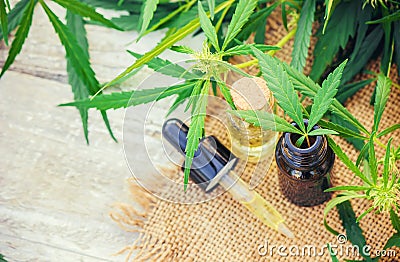 Cannabis herb and leaves for treatment Stock Photo