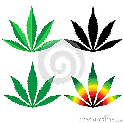 Cannabis leaf flat design Set - Vector Illustration Vector Illustration