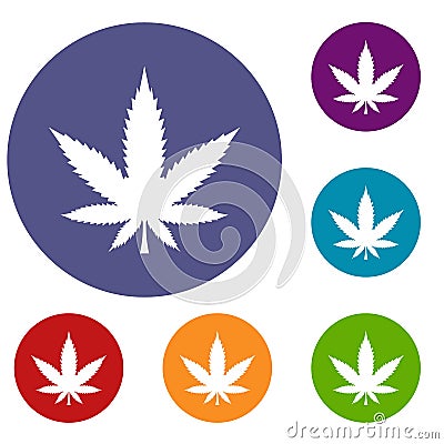 Cannabis leaf icons set Vector Illustration