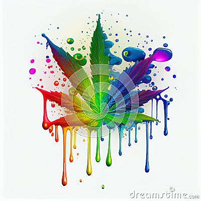 Cannabis leaf multicolored symbol on light background. AI generative Stock Photo
