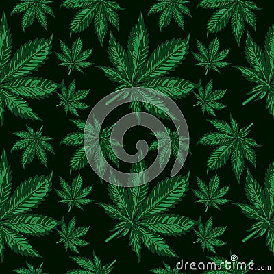 Cannabis leafs seamless pattern Stock Photo
