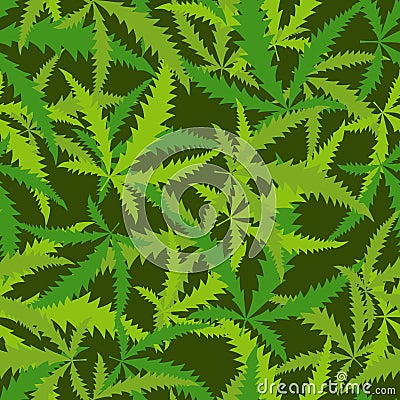 Cannabis leafs seamless pattern. Vector background of narcotic p Vector Illustration