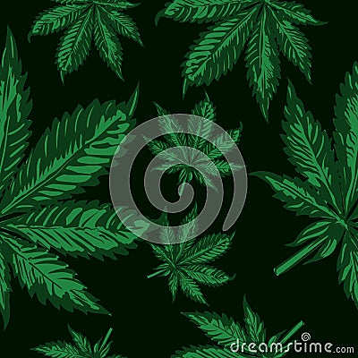 Cannabis leafs seamless vector pattern Vector Illustration