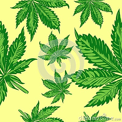 Cannabis leafs seamless vector pattern Vector Illustration