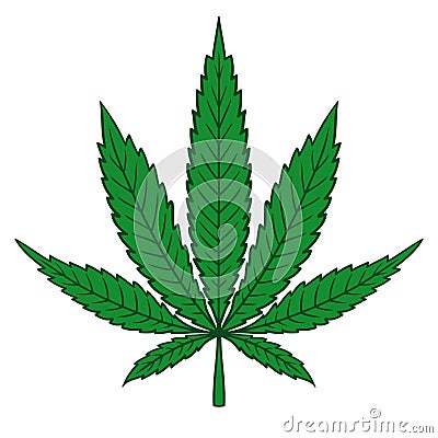 Cannabis Marijuana Leaf in Flat Vintage Style Vector Illustration