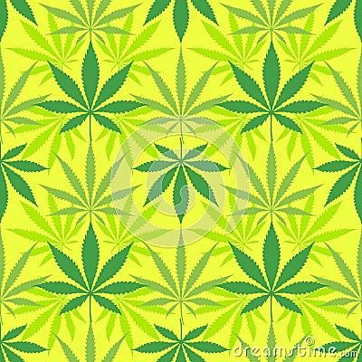 Cannabis marijuana leaves seamless pattern Vector Illustration