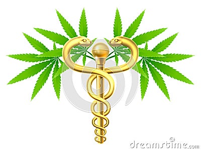 Cannabis Medical Marijuana Caduceus Vector Illustration