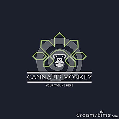 cannabis monkey cbd hemp leaf logo template design for brand or company and other Vector Illustration