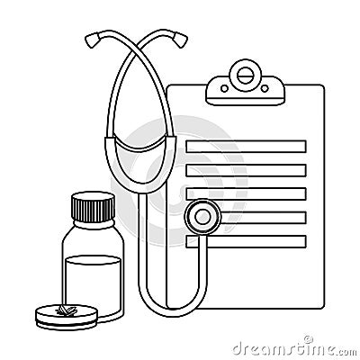 cannabis oinment with stethoscope and checklist Cartoon Illustration
