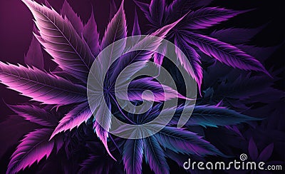 cannabis plant or marijuana background with purple leaves, as wall art or to legalize Stock Photo