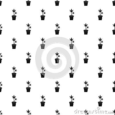 Cannabis plant in a pot pattern, simple style Vector Illustration