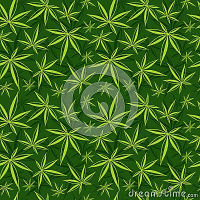 Cannabis, weed, marijuana leaves vector seamless pattern Vector Illustration