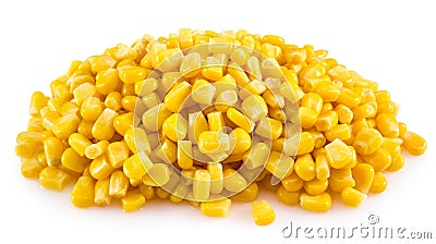 Canned corn on white Stock Photo