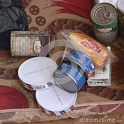 Canned food for lunch Editorial Stock Photo