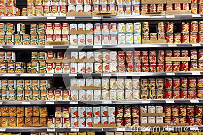 Canned food products Editorial Stock Photo