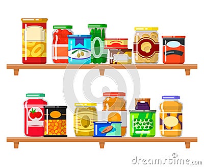 Canned food set Vector Illustration