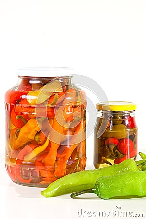 Canned fresh paprika Stock Photo