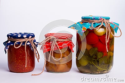Canned fruits and vegetables Stock Photo