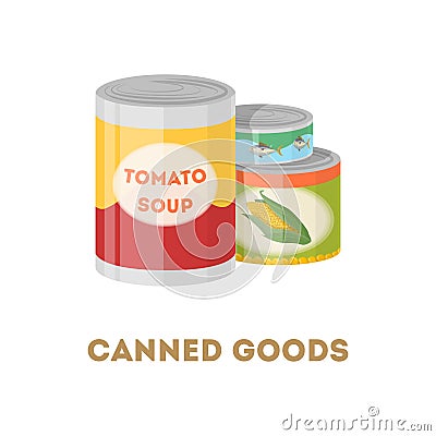 Canned goods set. Vector Illustration