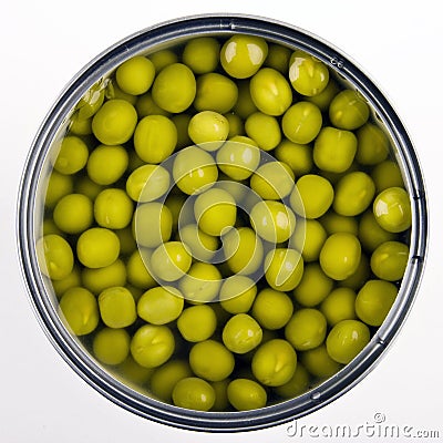 Canned green peas Stock Photo