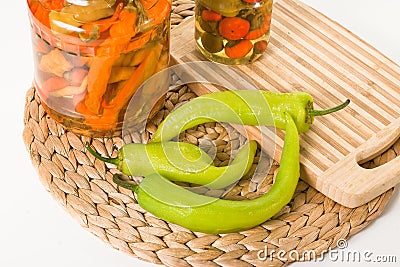 Canned paprika in jars Stock Photo