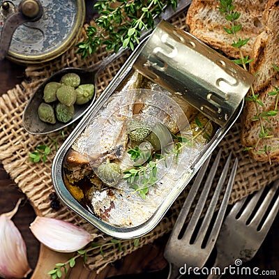 Canned sardines Stock Photo