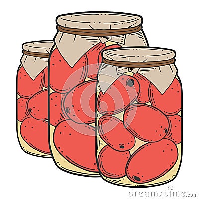 Canned tometoes preserve. Vector concept in doodle and sketch style Cartoon Illustration