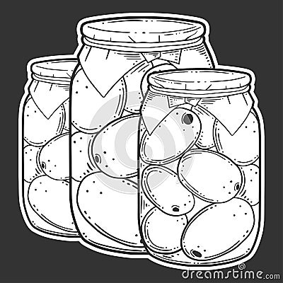 Canned tometoes preserve. Vector concept in doodle and sketch style Cartoon Illustration