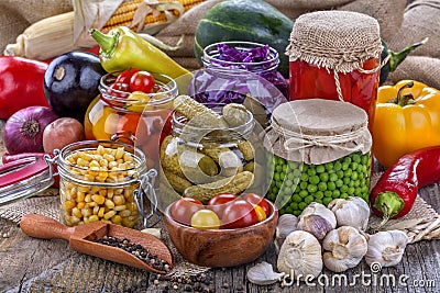 Canned vegetables Stock Photo