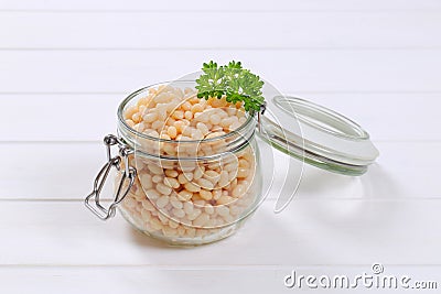 Canned white beans Stock Photo
