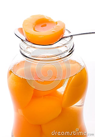 Canned Yellow Peach Stock Photo