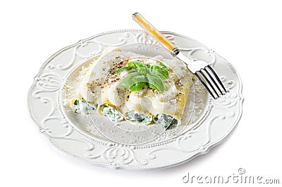 Cannelloni with ricotta and spinach Stock Photo
