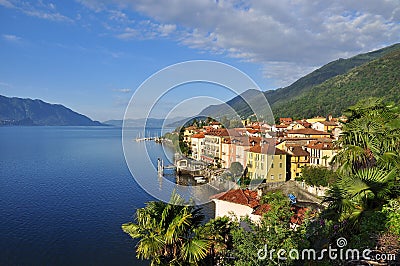 Cannero Riviera town at Lake - lago - Maggiore, Italy Stock Photo