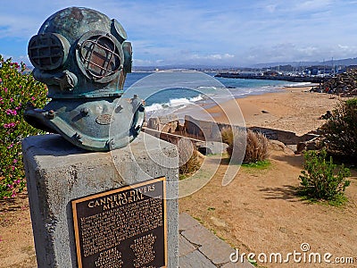 Cannery Diver`s Memorial Near Monterey Bay Editorial Stock Photo