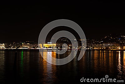 Cannes beach night view, France Editorial Stock Photo