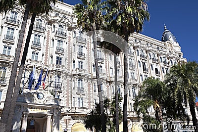 Cannes Carlton International Hotel France, front entrance Editorial Stock Photo