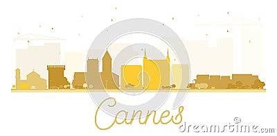 Cannes City skyline golden silhouette. Cartoon Illustration