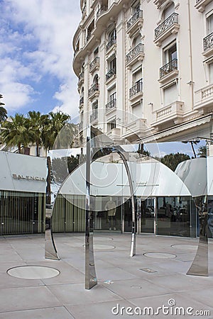 Mirror sculpture on Cannes croisette Editorial Stock Photo