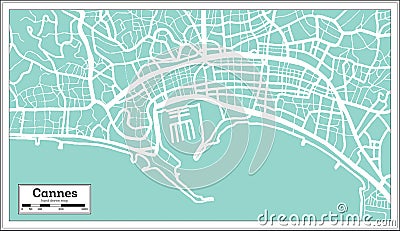 Cannes France City Map in Retro Style. Outline Map. Stock Photo