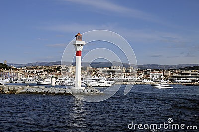 Cannes (France) seen from sea Stock Photo