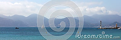 Cannes French riviera, mediterranean coast, Eze, Saint-Tropez, Monaco and Nice. Blue water and luxury yachts. Editorial Stock Photo