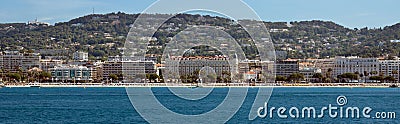 Cannes - Panoramic view of the La Croisette Editorial Stock Photo