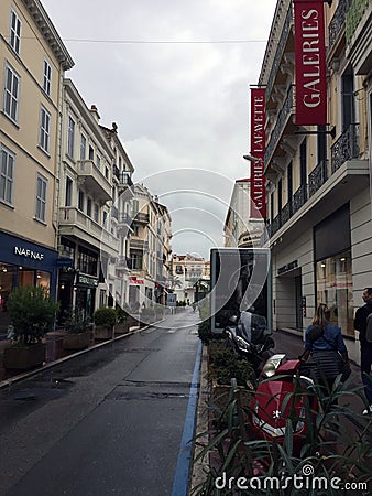 Cannes shops street view portrait Editorial Stock Photo