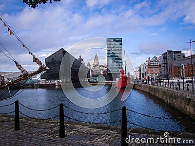 Canning Dock Liverpool, Mersey Bar Ship Lightship Stock Photo