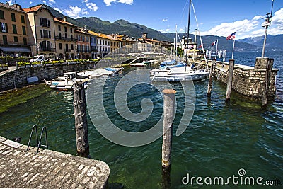 CANNOBIO PORT BY LAGO MAGGIORE IN ITALY Editorial Stock Photo