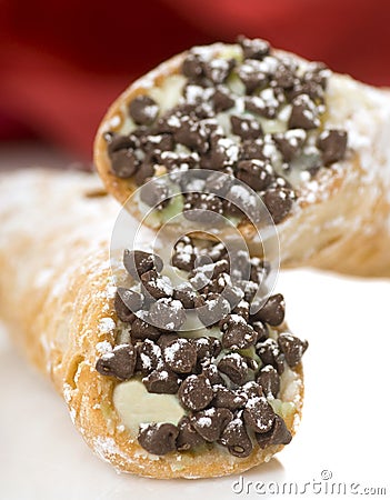 Cannoli with chocolate chips Stock Photo