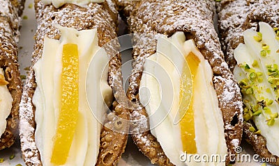 Cannolo is a typical cake of Sicily in Italy Stock Photo