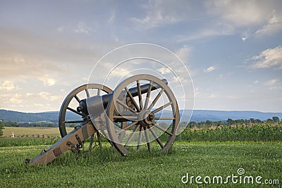 Cannon at Antietam (Sharpsburg) Battlefield in Maryland Stock Photo