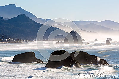 Cannon Beach on the Oregon Coast Stock Photo