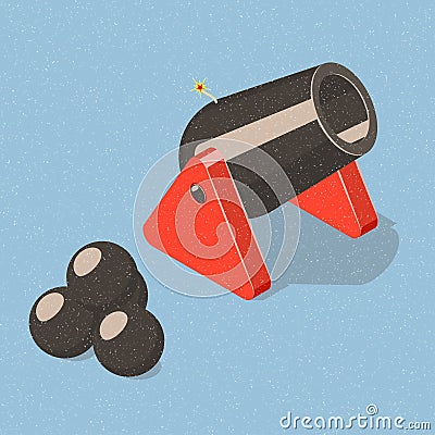 Cannon and cannonballs. Vector Illustration
